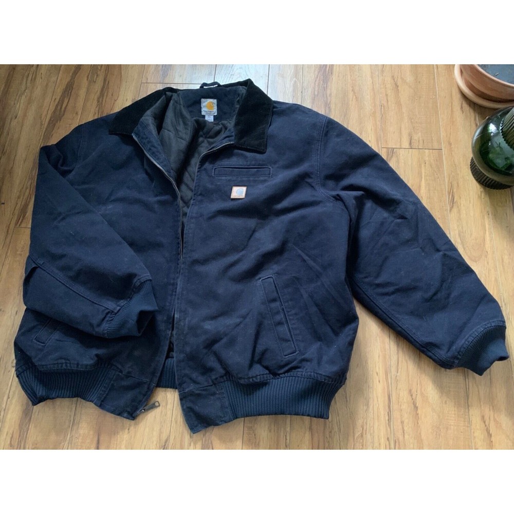 Y2K Style Carhartt Bankston Quilted Black Canvas Bomber Jacket Size 3X